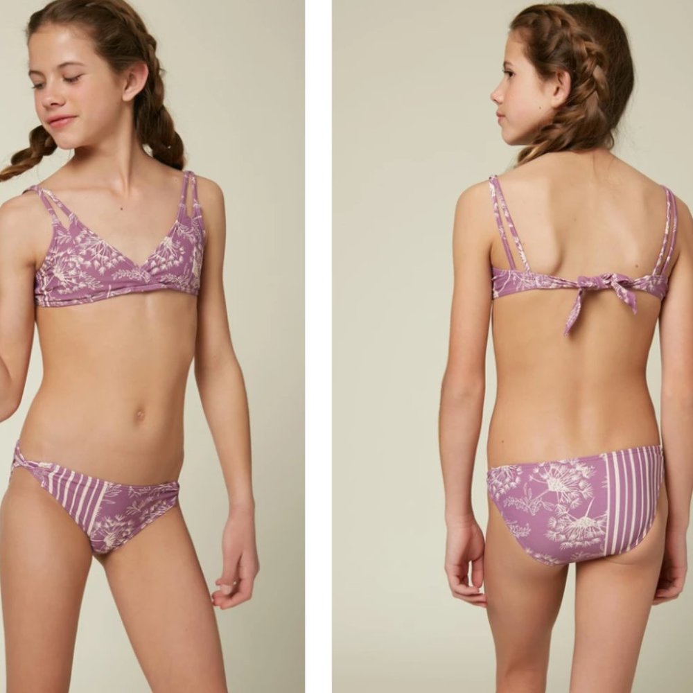 Girls Purple Bikini Set Sz 10 top, sz 12 bottoms